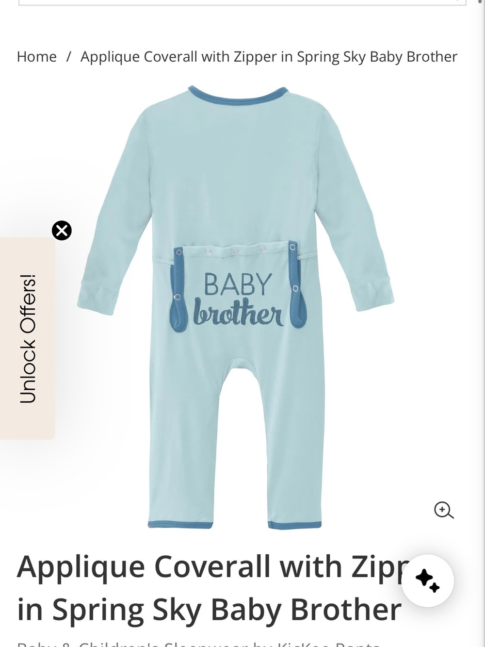 KicKee Pants Bamboo Applique Coverall with Zipper in Spring Sky Baby Brother